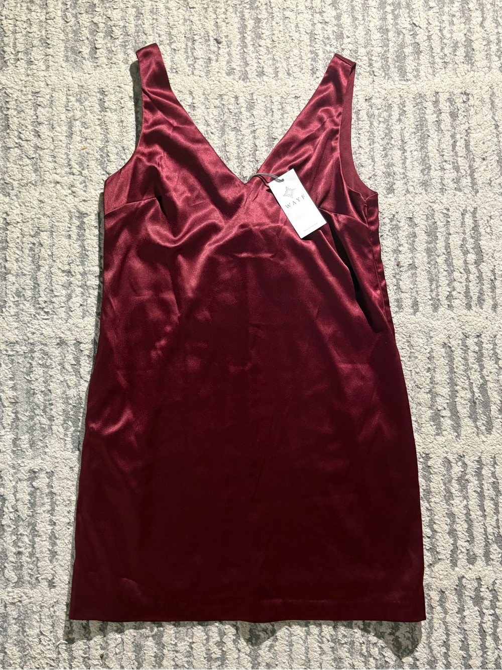 NWT WAYF Nordstrom red maroon satin mini bow back dress size M